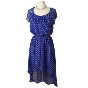 Olsenboye Womens Chiffon Dress L Blue Floral High-Low Cottagecore Y2K Cowgirl